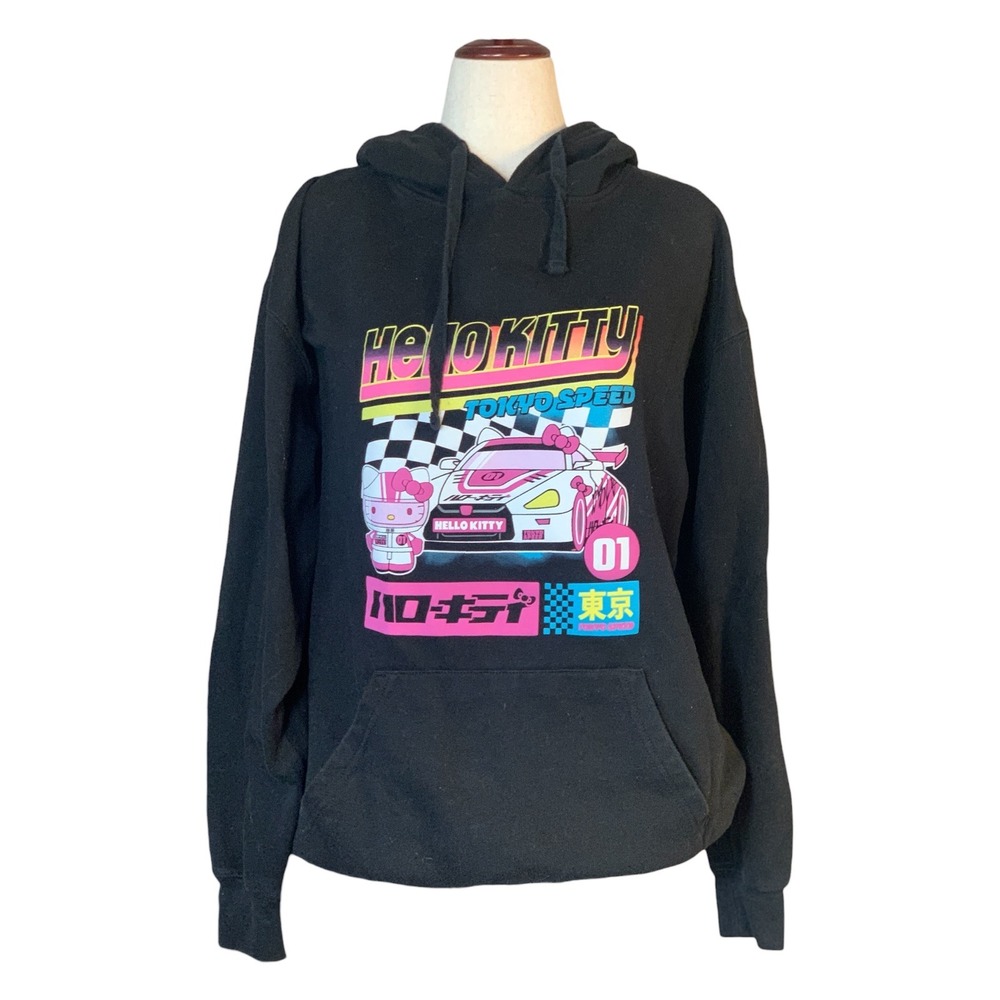 Hello Kitty Tokyo Speed Racing Graphic Hoodie Black Bioworld XL Sanrio JDM
